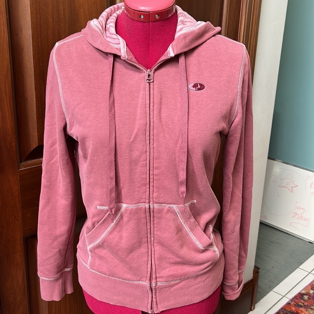 Mossy Oak    French Terry   Full zip Hoodie EUC   Dusty Rose/White    Size S
